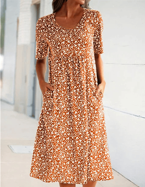Casual Women Scoop Neck Floral Dress